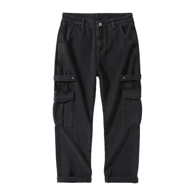 Men's Casual Denim Multi-Pocket Cargo Pants 88456982Y sold by Manly