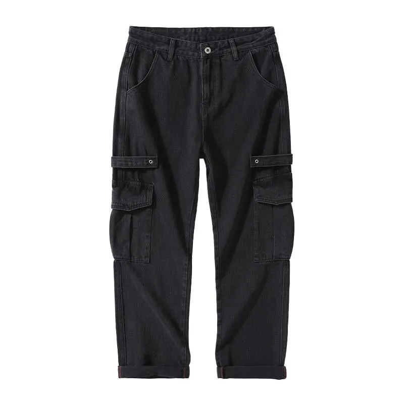 Men's Casual Denim Multi-Pocket Cargo Pants 88456982Y sold by Manly