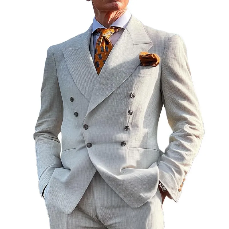 Men's Vintage Peak Lapel Double Breasted Slim Blazer 31962284Z sold by Manly