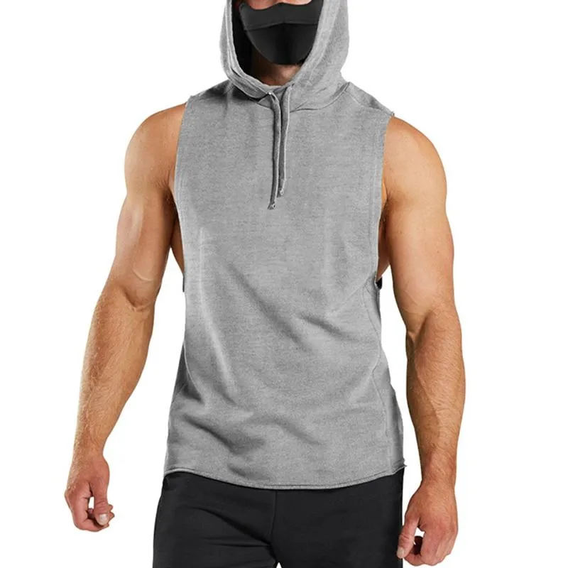 Men's Solid Loose Hooded Sleeveless Fitness Sports Tank Top 82109561Z sold by Manly product image thumbnail 2