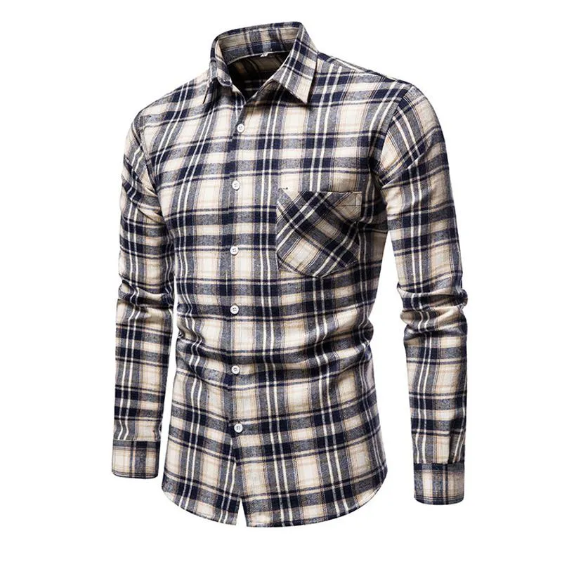 Men's Casual Plaid Simple Long-sleeved Shirt 62137830X sold by Manly product image thumbnail 3