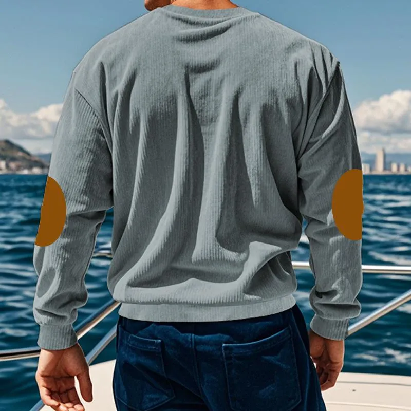 Men's Casual Corduroy Round Neck Long Sleeve Sweatshirt 91020316Y sold by Manly product image thumbnail 3