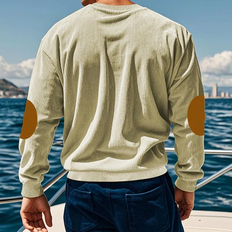 Men's Casual Corduroy Round Neck Long Sleeve Sweatshirt 91020316Y sold by Manly product image thumbnail 5