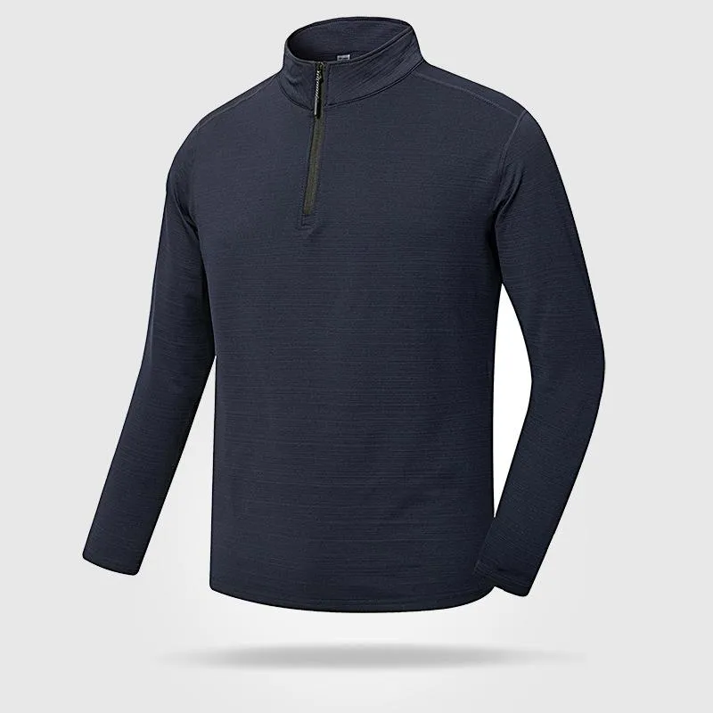 Men's Solid Color Stand-up Collar Sports Quick-drying Long-sleeved T-shirt 15683963X sold by Manly product image thumbnail 3