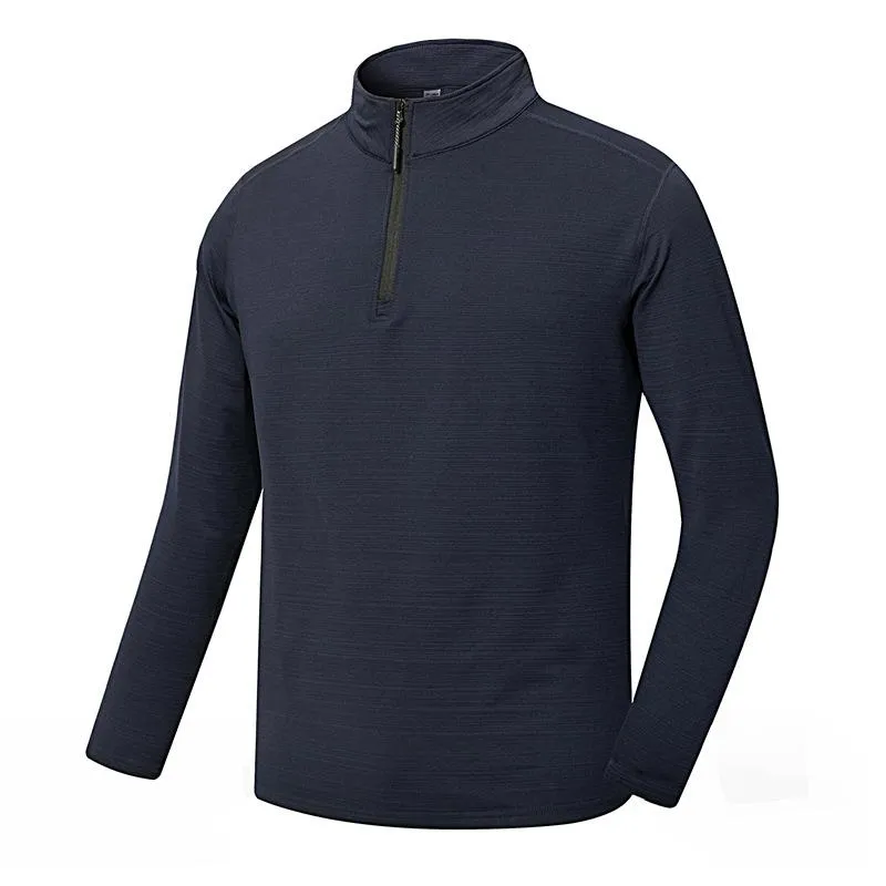 Men's Solid Color Stand-up Collar Sports Quick-drying Long-sleeved T-shirt 15683963X sold by Manly
