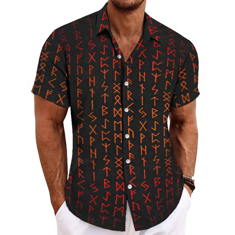 Men's Retro Totem Lapel Short Sleeve Shirt 06594617TO sold by Manly