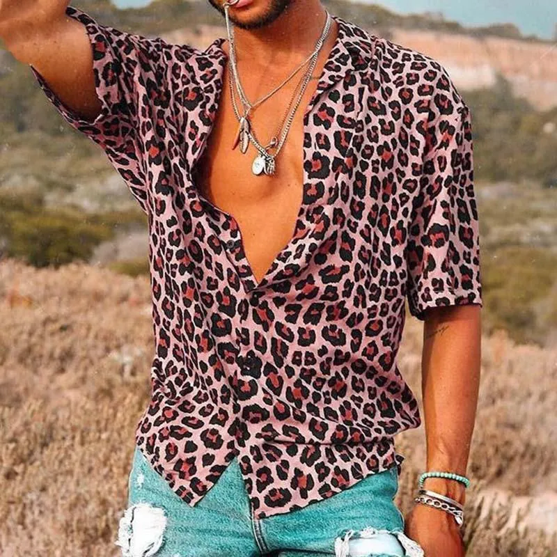 Men's Casual Leopard Print Short Sleeve Shirt 55304358M sold by Manly product image thumbnail 4