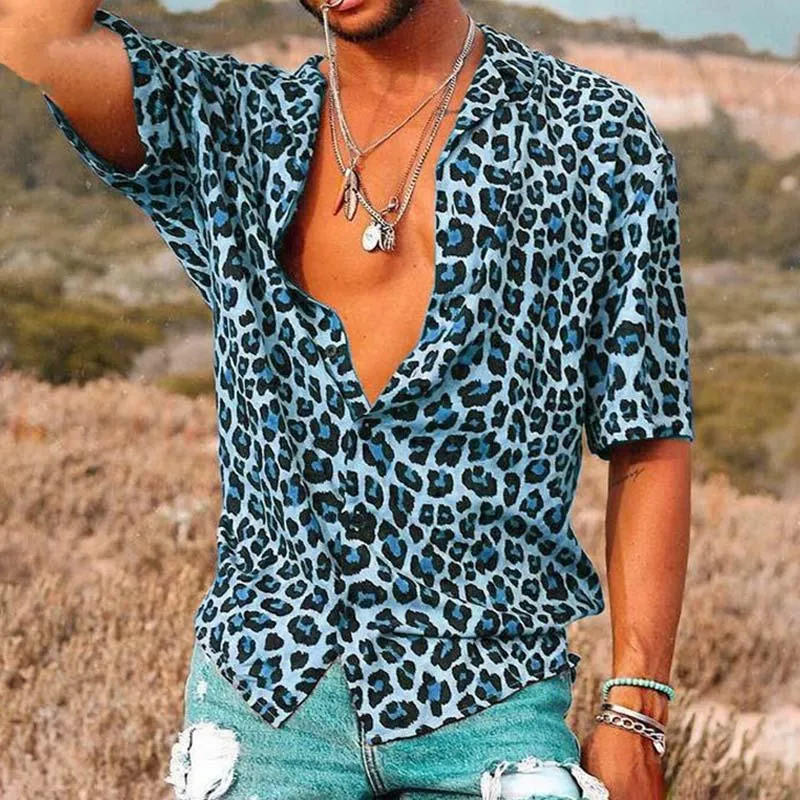 Men's Casual Leopard Print Short Sleeve Shirt 55304358M sold by Manly product image thumbnail 2