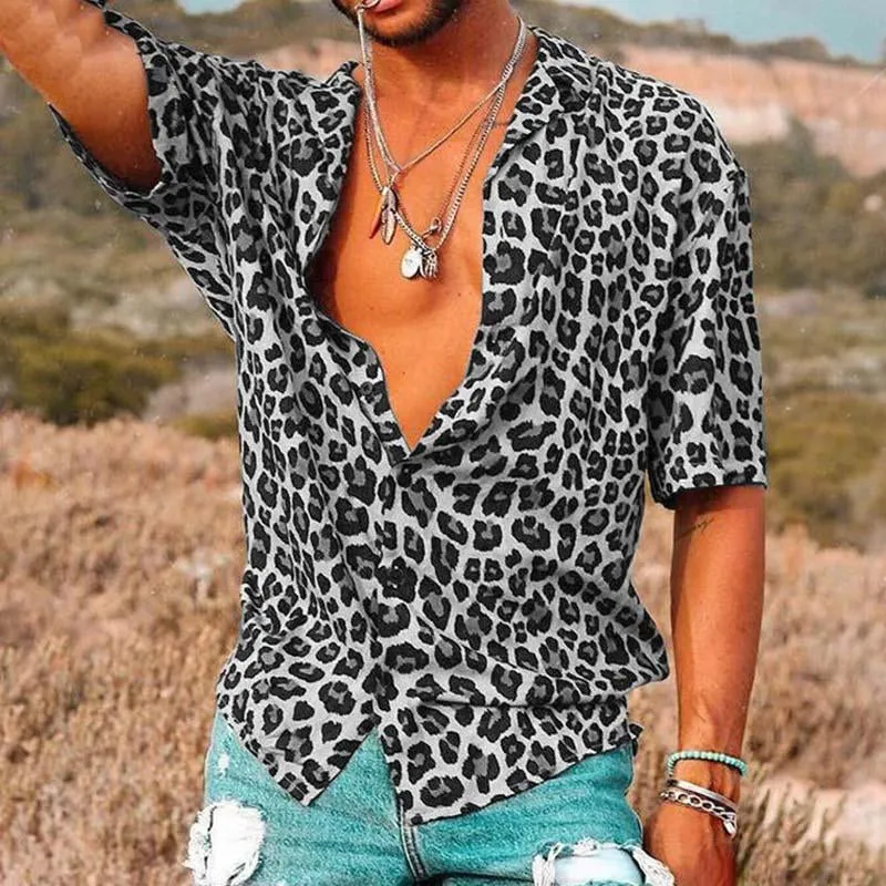Men's Casual Leopard Print Short Sleeve Shirt 55304358M sold by Manly product image thumbnail 5