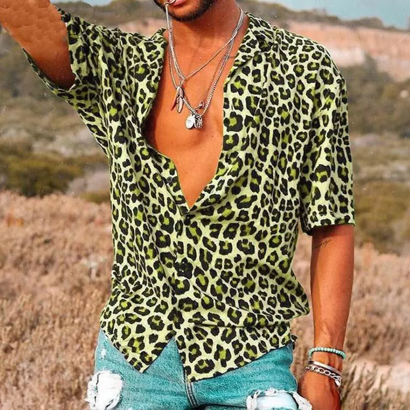 Men's Casual Leopard Print Short Sleeve Shirt 55304358M sold by Manly product image thumbnail 3