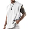 Men's Solid Color Hooded Loose Short Sleeve Tank Top 36177507X sold by Manly