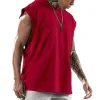 Men's Solid Color Hooded Loose Short Sleeve Tank Top 36177507X sold by Manly
