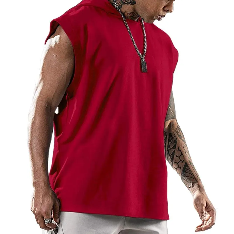 Men's Solid Color Hooded Loose Short Sleeve Tank Top 36177507X sold by Manly product image thumbnail 4