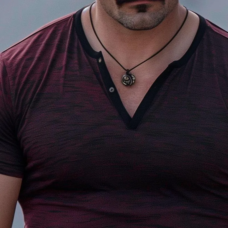 Men's Fashion Henley Collar Short Sleeve T-shirt 00571032Z sold by Manly product image thumbnail 3