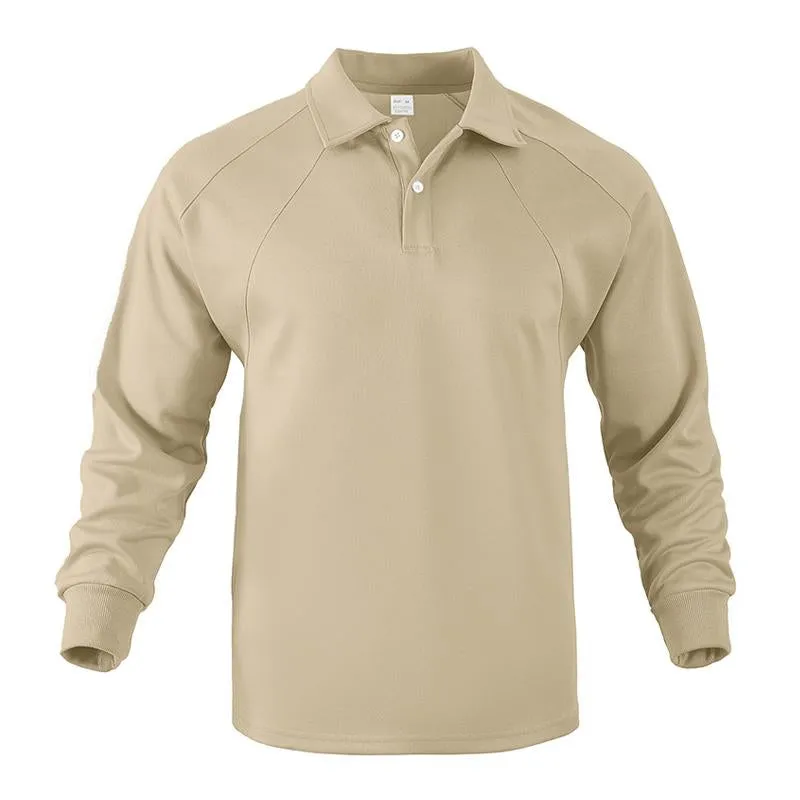 Men's Loose Solid Color Long-sleeved POLO Shirt 94293212X sold by Manly product image thumbnail 5