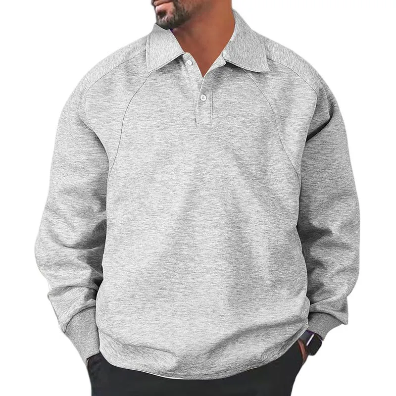 Men's Loose Solid Color Long-sleeved POLO Shirt 94293212X sold by Manly