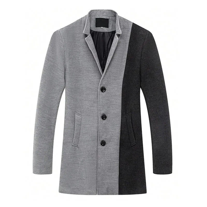 Men's Colorblock Single-Breasted Casual Mid-Length Coat 42794385X sold by Manly product image thumbnail 2