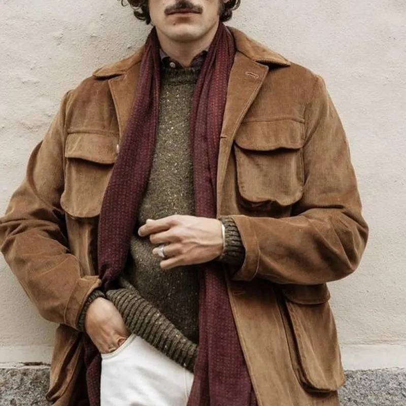 Men's Corduroy Vintage Multi-Pocket Lapel Jacket 16095339X sold by Manly product image thumbnail 4