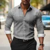 Men's Striped Print Lapel Long Sleeve Casual Shirt 78363918Z sold by Manly