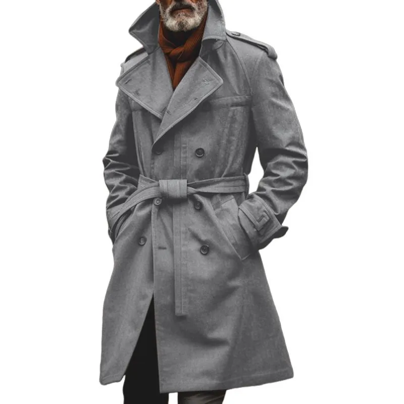 Men's Solid Color Casual Canvas Long Trench Coat 92591853X sold by Manly