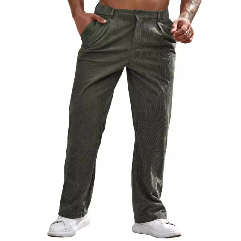 Men's Solid Color Corduroy Loose Straight Casual Pants 85726414Z sold by Manly