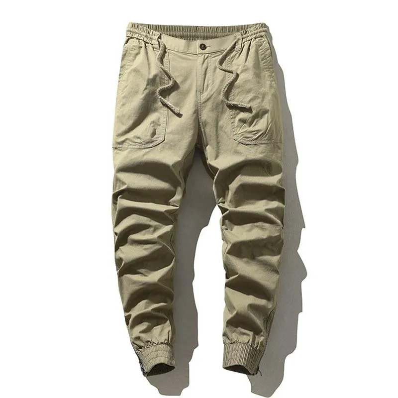 Men's Casual Cotton Loose Elastic Waist Multi Pocket Cargo Pants 14871078M sold by Manly