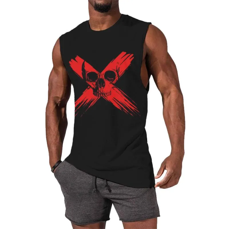 Men's Retro Casual Skull Round Neck Tank Top 65483996TO sold by Manly