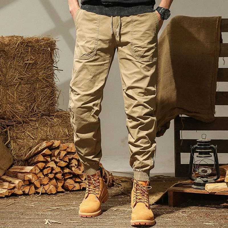 Men's Casual Cotton Loose Elastic Waist Multi Pocket Cargo Pants 14871078M sold by Manly product image thumbnail 5