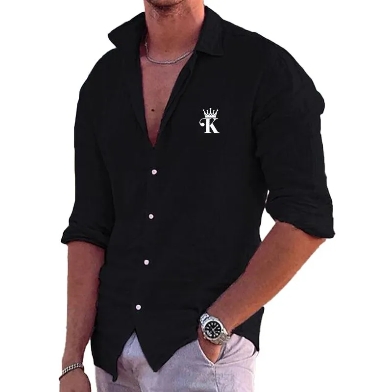 Men's Print Lapel Long Sleeve Loose Casual Shirt 46804934Z sold by Manly