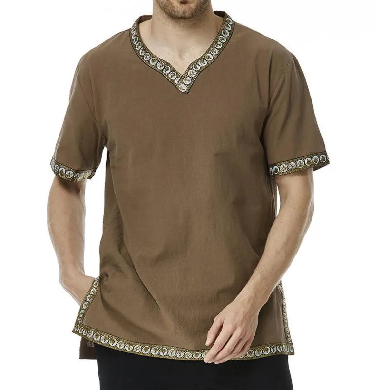 Men's V-neck Retro All-match Casual Short-sleeved T-shirt 55913922X sold by Manly