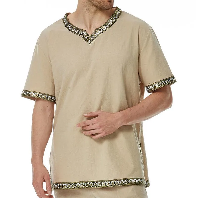 Men's V-neck Retro All-match Casual Short-sleeved T-shirt 55913922X sold by Manly product image thumbnail 5