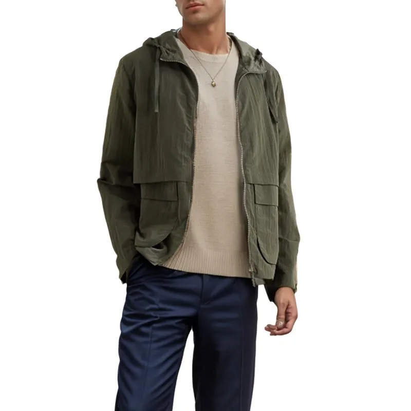 Men's Solid Color Multi-Pocket Hooded Jacket 17325034Y sold by Manly