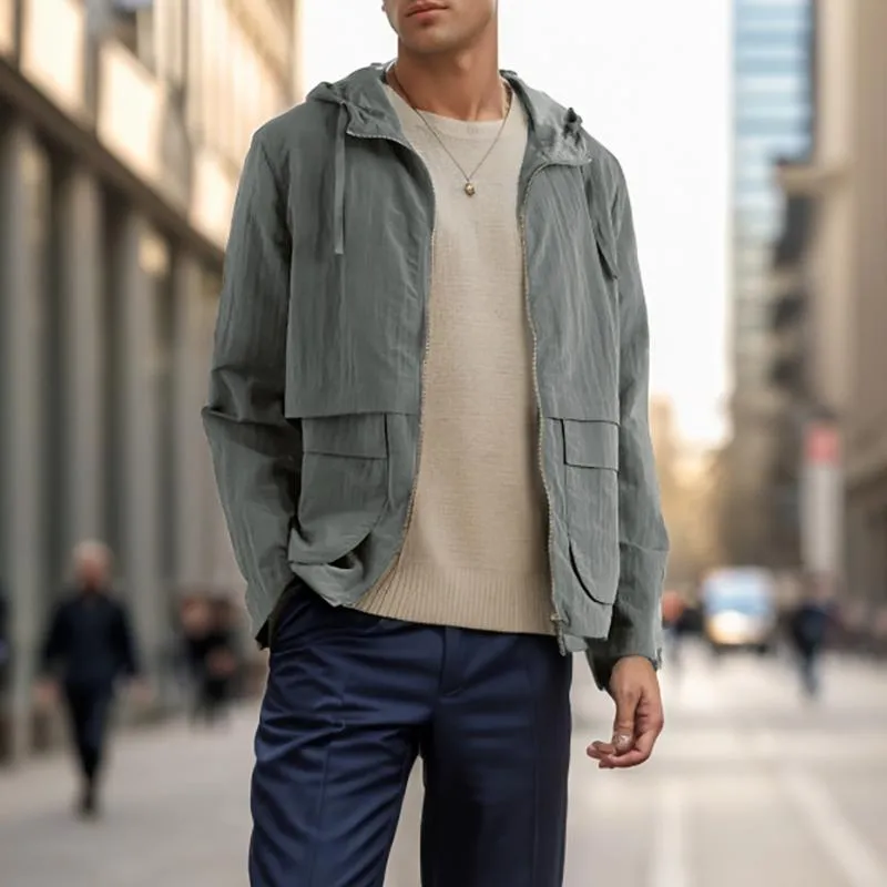 Men's Solid Color Multi-Pocket Hooded Jacket 17325034Y sold by Manly product image thumbnail 3