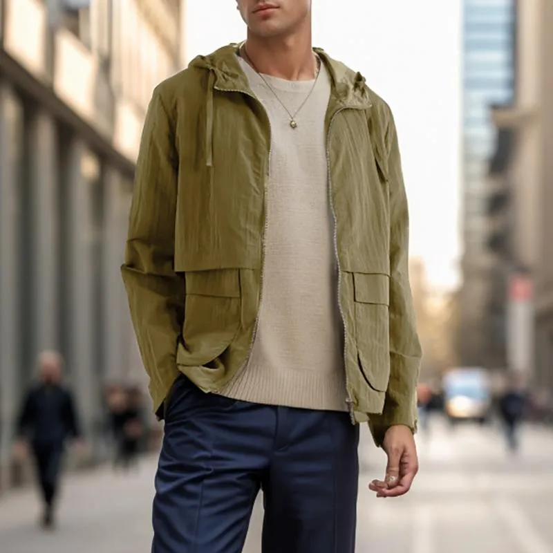 Men's Solid Color Multi-Pocket Hooded Jacket 17325034Y sold by Manly product image thumbnail 5