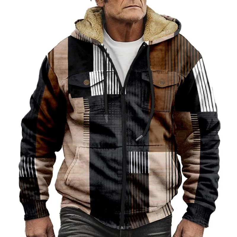 Men's Vintage Print Zip Hooded Fleece Jacket 76989421X sold by Manly
