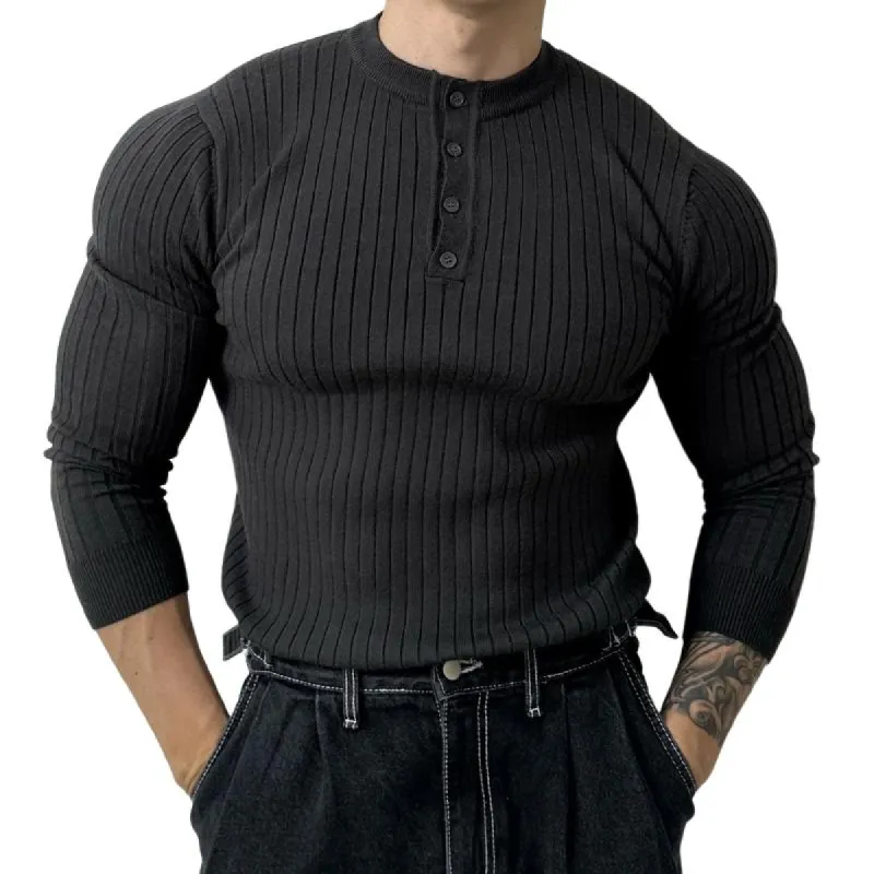 Men's Vintage Casual Solid Henley Sweater 17235787TO sold by Manly