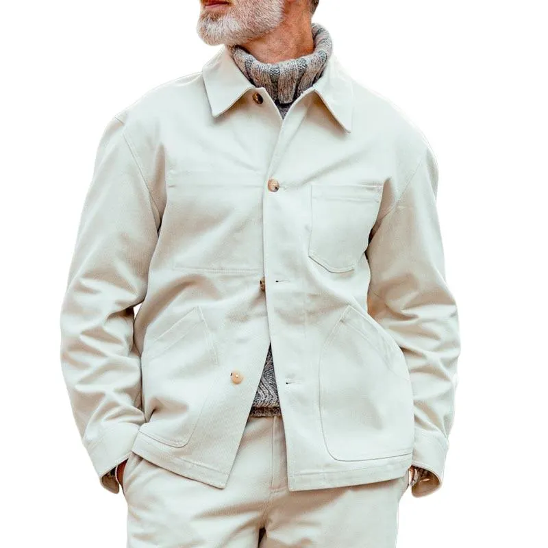 Men's Solid Multi-Pocket Single Breasted Jacket 49869567Y sold by Manly