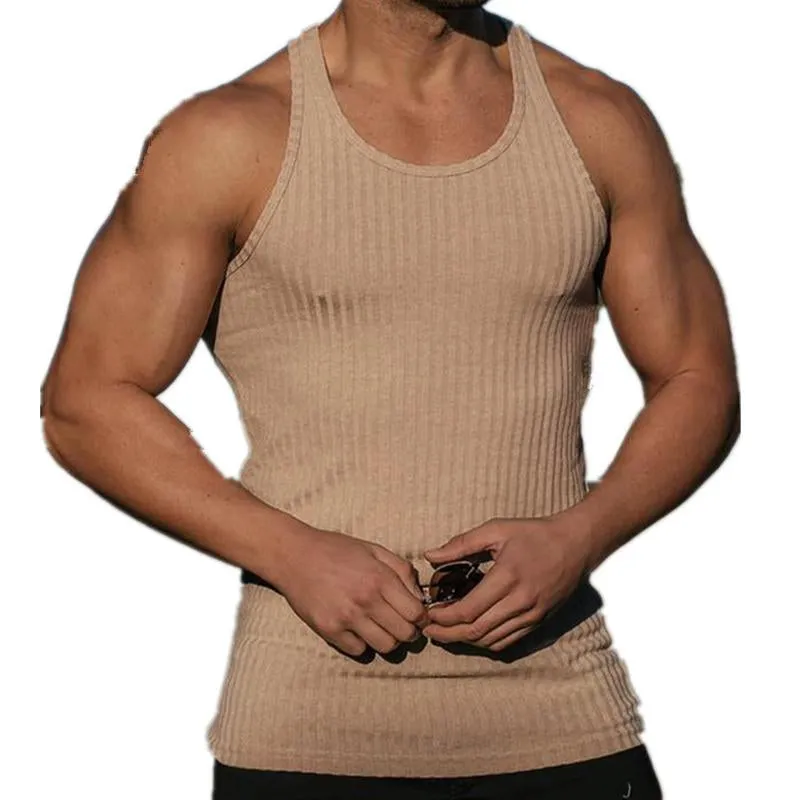 Men's Knitted Vertical Stripe Athletic Fit Racerback Tank Top 92662830X sold by Manly product image thumbnail 5