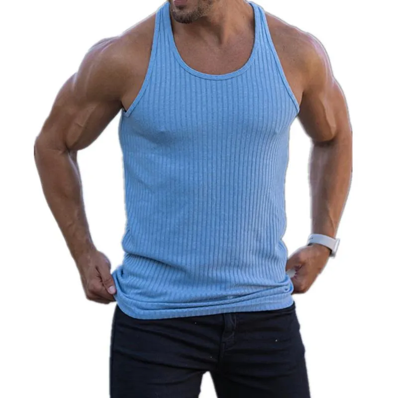 Men's Knitted Vertical Stripe Athletic Fit Racerback Tank Top 92662830X sold by Manly product image thumbnail 4