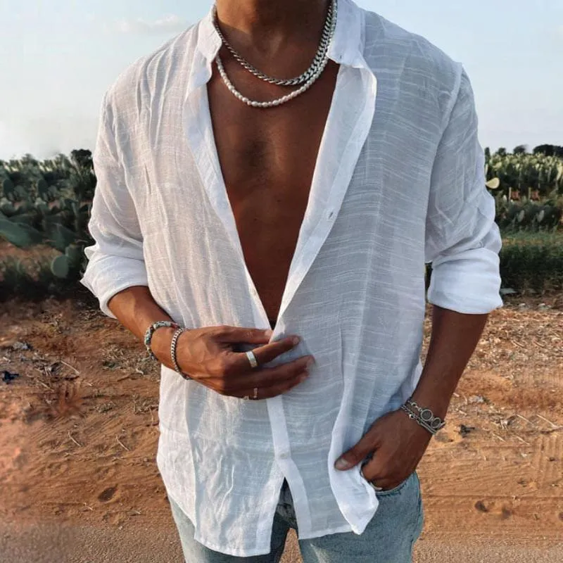 Men's Casual Simple Solid Color Long Sleeve Shirt 08548572TO sold by Manly product image thumbnail 2