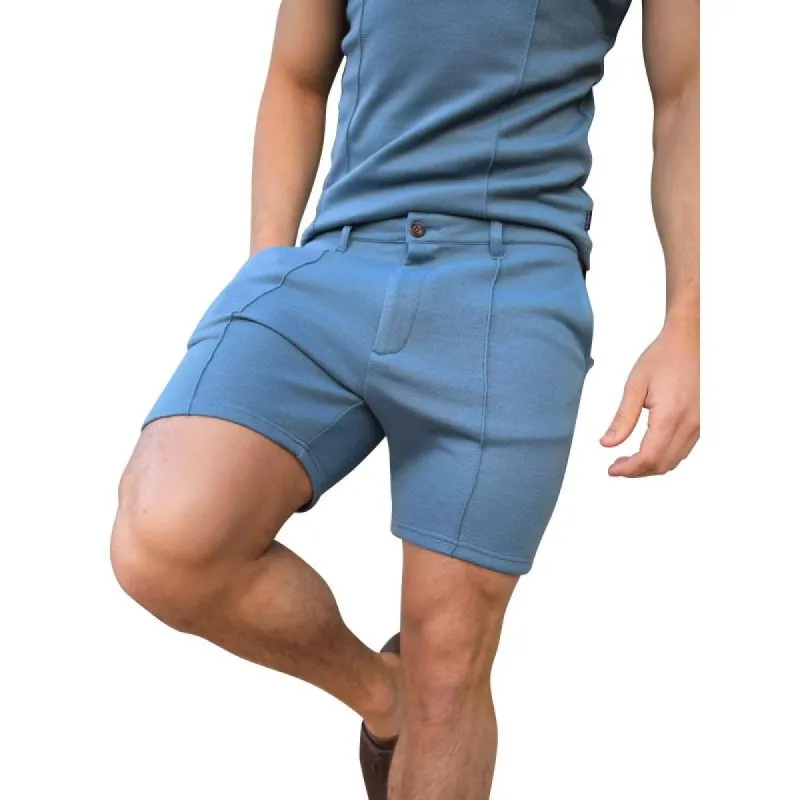 Men's Solid Stretch Straight Slim Casual Shorts 23980087Z sold by Manly