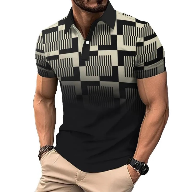 Men's Casual Color Block Gradient Polo Shirt 11939929TO sold by Manly