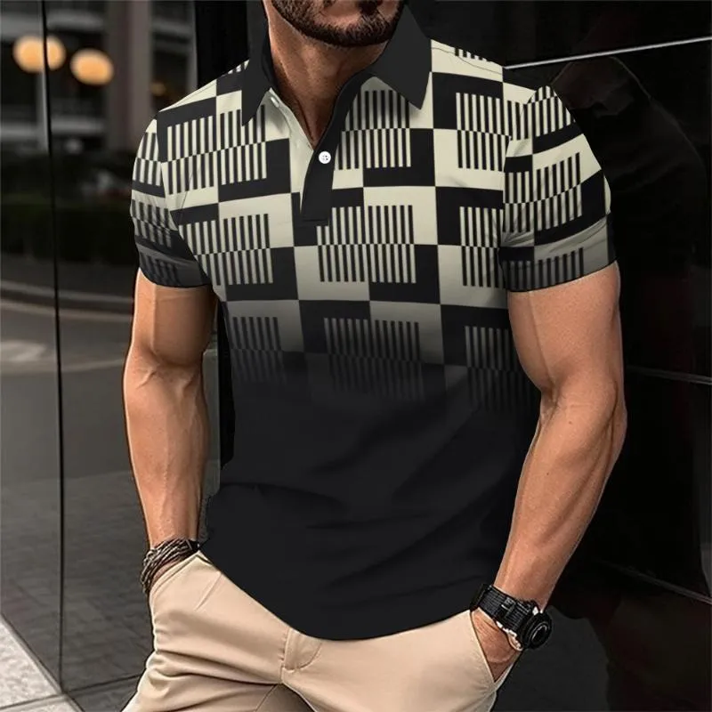 Men's Casual Color Block Gradient Polo Shirt 11939929TO sold by Manly product image thumbnail 2