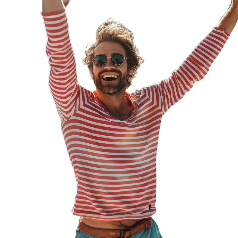 Men's Striped Long Sleeve Henley T-Shirt 42214683X sold by Manly