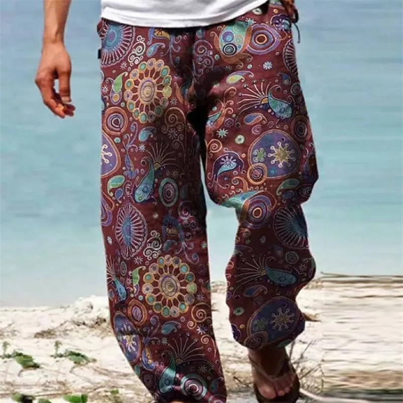Men's Casual Printed Elastic Waist Loose Straight Pants 16121825M sold by Manly product image thumbnail 4