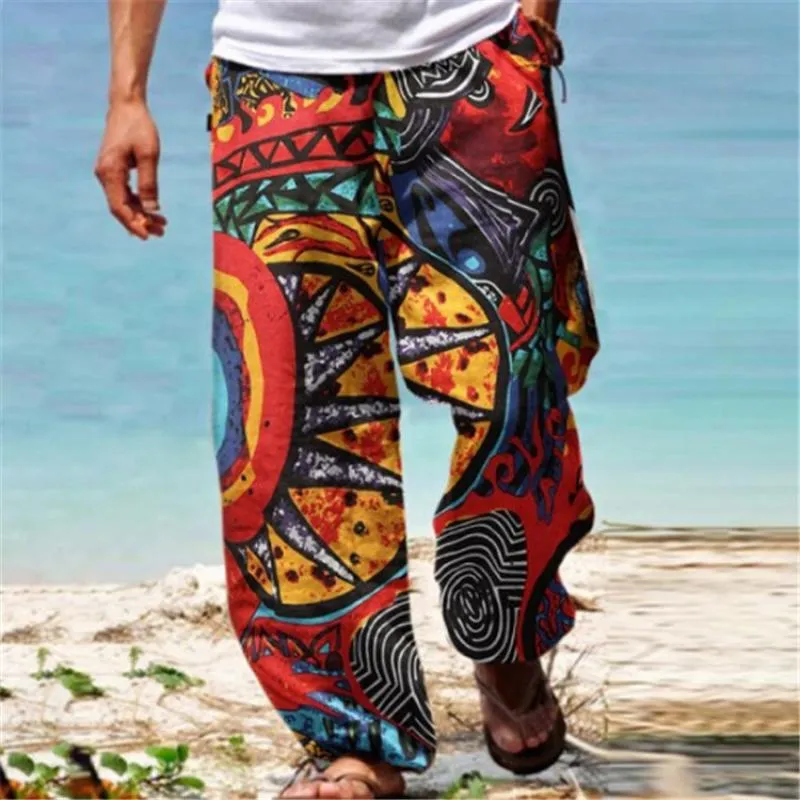 Men's Casual Printed Elastic Waist Loose Straight Pants 16121825M sold by Manly product image thumbnail 3