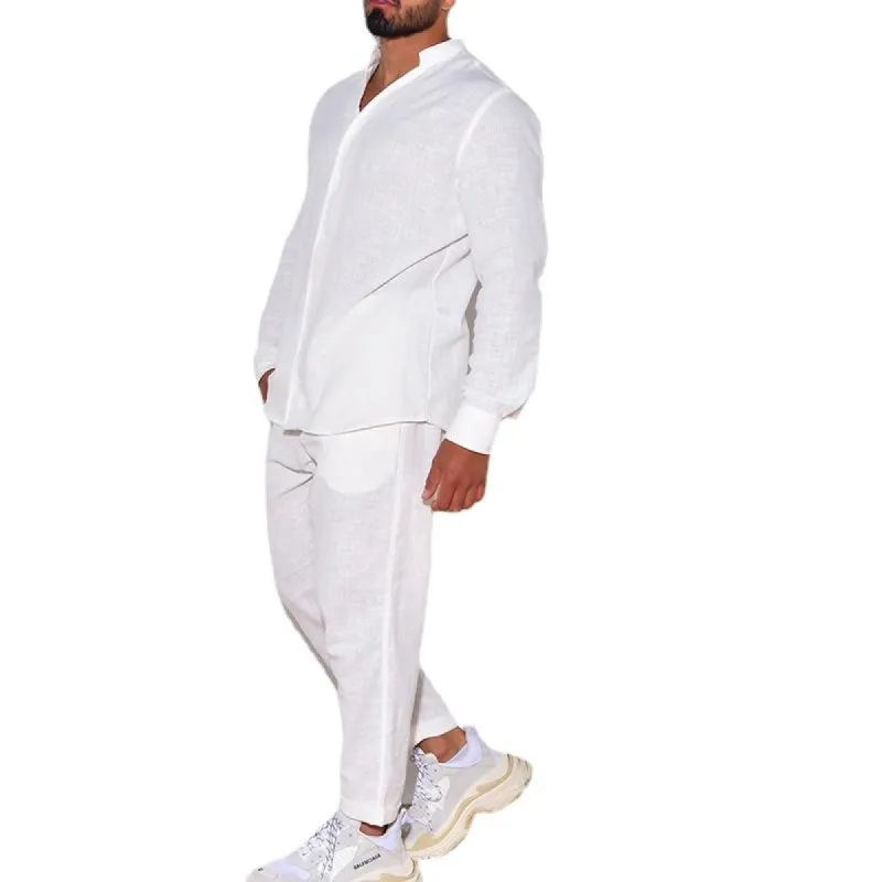 Men's Linen Long -sleeved Holiday Set 36887340X sold by Manly