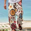 Men's Casual Printed Elastic Waist Loose Straight Pants 16121825M sold by Manly