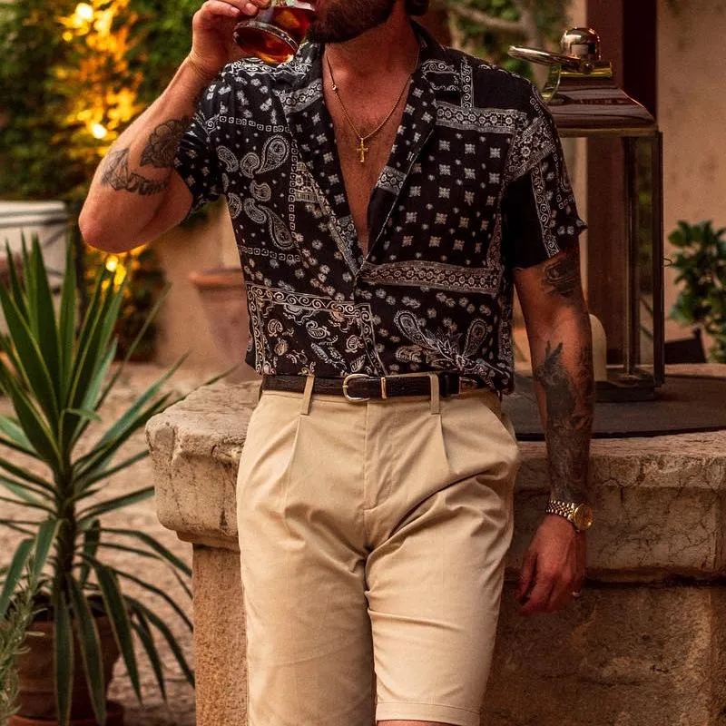 Men's Paisley Print Lapel Short Sleeve Casual Shirt 53716642Z sold by Manly product image thumbnail 4