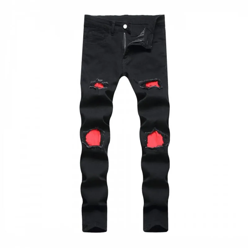 Men's Fashion  Colorblock Distressed Hole Slim Jeans 52424238Z sold by Manly